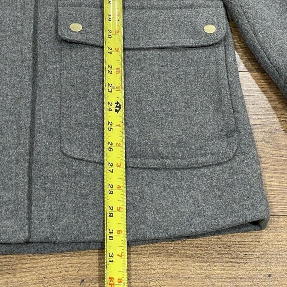 J Crew Coat Womens 8 Vail Parka Gray Wool Blend Faux Fur Trim Hood Lined Jacket - Picture 13 of 13